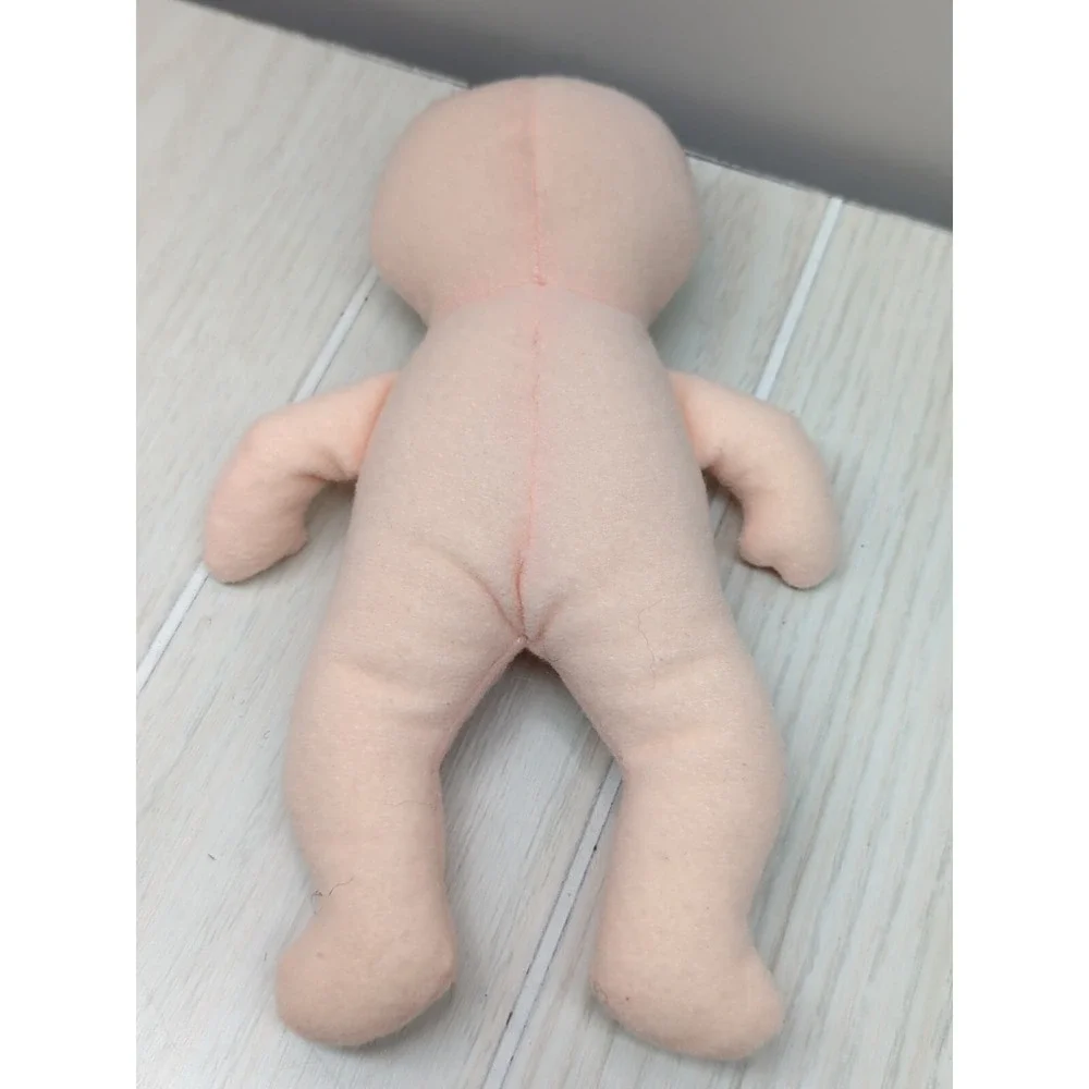 Eden soft plush baby doll blonde hair tuft pink bow missing clothes pjs or dress
